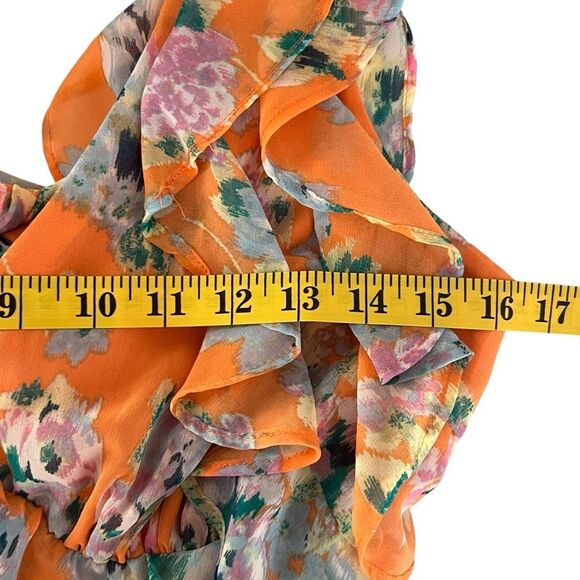 Lauren Conrad Womens Floral Boho Midi Dress Size S Ruffle Tiered Fairy Bloomcore - Picture 8 of 11